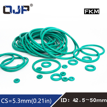 5PCS/lot Rubber Ring Green FKM O ring Seals 5.3mm Thickness ID42.5/43.7/45/46.2/47.5/48.7/50mm Rubber Seal Gasket Fuel Sealing 2024 - buy cheap