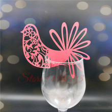 60pcs Flower Love Bird Wine Glass Markers Place Cards Wedding Table Name Number Card Valentine's Day Party Decorations 2024 - buy cheap