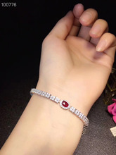 Pulseira redonda feminina s925, bracelete pedra preciosa natural de rubi, joias finas para presentes e festas 2024 - compre barato