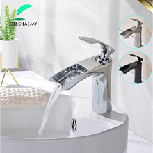 SHBSHAIMY Chrome Waterfall Bathroom Basin Faucet Deck Mounted Single Handle Single Hole Cold Hot Water Mixer Tap Bass Faucet 2024 - buy cheap