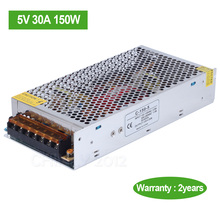 Fonte de alimentação do interruptor de driver led, transformador para adaptador de tira de luz led de cc 5v 30a 150w