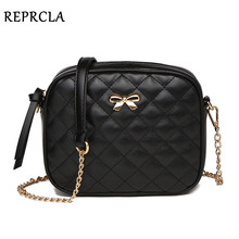 REPRCLA Fashion New Bowknot Women Messenger Bag Plaid PU Leather Shoulder Bag High Quality Chain Strap Crossbody Small Women Bag 2024 - buy cheap