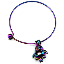 B-C599 Rainbow Sea Bird Penguin Beads Cage Locket Wrist Cuff Bangle Girl Women Expandable Wire Steel Bracelet Bangle 2024 - buy cheap