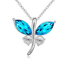 Fashion Exquisite charm Women silver color  Crystal Rhinestone small butterfly Pendant Necklace female Hangs Jewelry 2024 - buy cheap