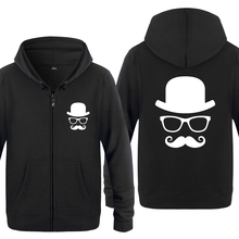 Hat Glasses Mustache Creative Hoodies Men 2018 Men's Fleece Zipper Cardigans Hooded Sweatshirts 2024 - buy cheap