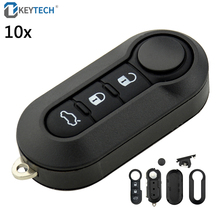 OkeyTech-Funda de botón para mando a distancia, 10 Uds., Blanca, para FIAT 500, Panda, Punto Bravo 3, BTN, plegable, alarma de coche, sin llave 2024 - compra barato