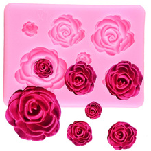 Molde de silicona con flores rosas, herramientas de decoración de pasteles de boda, Fondant, arcilla de caramelo, para hornear pasteles 2024 - compra barato