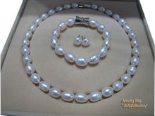 Wonderful! 10-11mm Natural White Fresh Water Pearls Necklace 45CM  & Bracelet 19CM  & Earrings SET 2024 - buy cheap