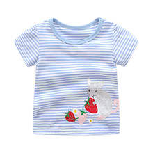 Camiseta estampa de coelho infantil, camiseta de verão para meninas com estampa de animal, roupa de menina, 2019 2024 - compre barato