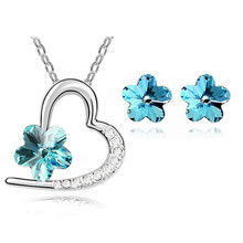 austrian Crystal Flower Pendant new fashion Jewelry set gifts Necklace Earring dropshipping wedding bridal quality popular 2023 - buy cheap