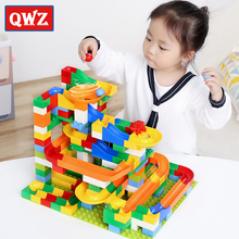 QWZ 54-248PCS Marble Race Run Maze Ball Track Building Blocks Plastic Funnel Slide Big Size Bricks Blocks Kids Toy Gift 2024 - buy cheap
