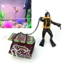 Tesouro caçador mergulhador figura de ação tanque de peixes ornamento decoração do aquário paisagem akvaryum dekor aquário fundo 2024 - compre barato