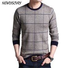 NEWDISCVRY Thick Warm Sweater Men 2018 Autumn Winter O Neck Slim Men's Knitted Pullover Cotton Man Knitwear Pure Male Pull Homme 2024 - buy cheap