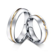 Обручальные кольца для женщин и мужчин, обручальные кольца золотого и серебряного цвета из нержавеющей стали с фианитом, модные ювелирные изделия 2024 - купить недорого