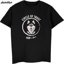 Men Harajuku Funny Men T Shirts Cool T-Shirt Circle Of Trust - Husky Breed Gift For Dog Lover Casual Men Hip Hop Tees Tops 2024 - buy cheap