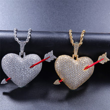 Hip Hop Jewelry An Arrow Through A Heart Pendant Necklace For Men Women New Arrival 2 Colors Micro Pave Zircon Necklace 2024 - buy cheap