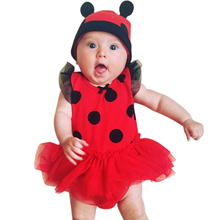 Rorychen 2018 New 2Pcs Toddler Newborn Baby Girls Ladybug Printed Outfits Tutu Rompers+Hat Party Fancy Baby Girl Clothes Costume 2024 - buy cheap