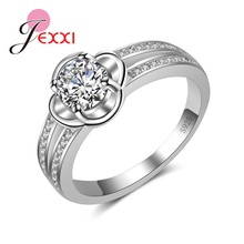 Attractive Flower Shape Female Engagement Wedding Ring 925 Sterling Silver Clear Cubic Zircon Excellent Quality Surprise 2024 - buy cheap