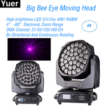 4Pcs/Lot 37x15W LED Big Bee Eye Moving Head Lights Wash Effect Beam Stage Lights DMX Control Sound Party DJ Disco Moving Head 2024 - buy cheap