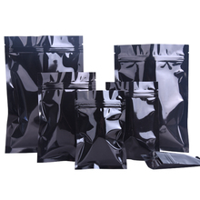 Оптовая продажа 100 шт глянцевая черная алюминиевая фольга Ziplock упаковочная сумка Металлическая черная фольга на молнии пакет сумки порошок сахар подарочные сумки 2024 - купить недорого