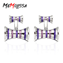 MeMolissa  New Cufflinks Double Sided Design Striped Purple Copper Material Personality Gemelos Para Camisas Men's Jewely 2024 - buy cheap