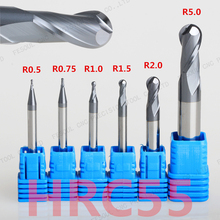 1-20mm-1PCS,Freeshipping HRC55 2 Flute ball nose CNC solid carbide end mill,woodworking router bit,Tungsten steel milling cutter 2024 - buy cheap