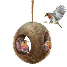 Pet Coconut Shell Bird Parrot Nest House Hut Cage Feeder Toy With Chain Parakeet Cockatiel 2024 - buy cheap