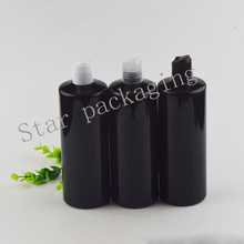 12pcs 500ml Black Pet Bottle Press Lid,Cosmetic Packaging,Shampoo Bottles Empty Shampoo Plastic Containers With Disc Top Cap, 2024 - buy cheap