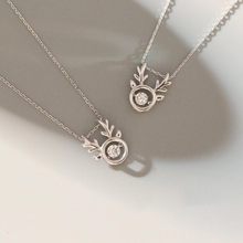 Collar con colgante de plata de ley 925 para mujer, cadena con diseño de alce, con personalidad, regalo de navidad literario, SNE105 2024 - compra barato