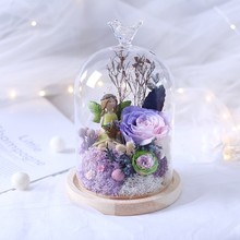 Eternal Artificial Flower Fresh Pretty Rose Valentine's Day Girlfriend Dome Glass Cover Home Decoration Gift Box 2024 - buy cheap