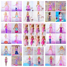 Most Fashionable 30Items = 10 Dresses Clothes+10Pairs Shoes +10Hangers Girl Dolls Multi-style Clothing Suits For Barbies Dress 2024 - buy cheap