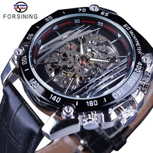 Forsining Mechanical Steampunk Series Men Military Sport Watch Transparent Skeleton Dial Automatic Watch Top Brand Luxury Clock 2024 - buy cheap