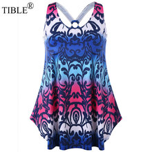 TIBLE Plus Size 5XL Baroque Print Tank Oversize Big Size Sexy Paisley Sleeveless 2019 Summer Festival Top Womens Clothing Tops 2024 - buy cheap