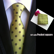 Corbata de moda superior de 8cm, corbata formal de oliva con puntos de café, corbatas de boda 2024 - compra barato