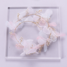 Gold Color Pearl White Yarn Flower Headbands Fashion Bride Hair Jewelry Long Handmade Wedding Women Hair Ornament Head Tiara 2024 - buy cheap