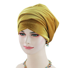 Turbante feminino hijab de veludo muçulmano, turbante para cabeça, chapéu, acessórios para mulheres, turbante interno, muito longo 2024 - compre barato