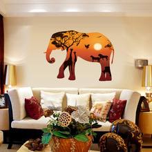 Adesivo de parede de decoração de casa, silhueta de elefante, estilo nórdico, varanda, quarto, sala de estar, tv 2024 - compre barato