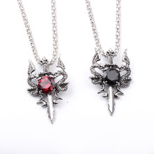 Dragon Sword Pendant Necklace Necklace Red Black Crystal  Necklace For Men Christmas Gifts Bike Jewelry 2024 - купить недорого