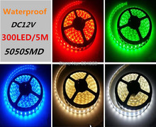 DHL 50M/LOT  Waterproof  LED strip 5050 DC12V flexible light  300 leds/5m, Warm White,white,cool white,Blue,Green,Red,Yellow,RGB 2024 - buy cheap