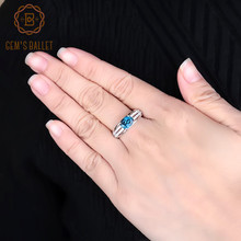 Женские Классические кольца из 100% стерлингового серебра 925 пробы, овальная форма, Натуральный топаз, драгоценный камень, драгоценный камень 1,57ct 2024 - купить недорого