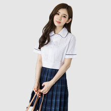 Japanese School Uniform Woman JK Girls Students Cotton Short Sleeve Pleated Shirt + Plaid Skirt High School korean Sailor Cothes 2024 - buy cheap