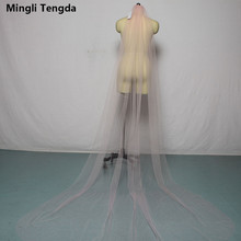 Mingli Tengda Pink Bridal Veils With Comb One-Layer 3 M Long Veil Cathedral Wedding Veil Bride Veil Sluie Velo De Novia Cut Edge 2024 - buy cheap
