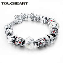 TOUCHEART-pulsera de acero inoxidable con corazón blanco para mujer, brazalete de lujo, fabricación de joyas de plata, SBR150022 2024 - compra barato