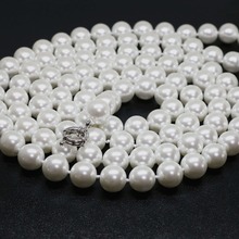 Concha de perla de imitación blanca Natural, 8mm, hermosa y perfecta, cuentas redondas, collar de cadena larga, joyería artesanal, 36 pulgadas, B669 2024 - compra barato