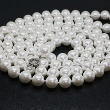 Casca de pérola simulada branca natural, 8mm bonita, redonda, faça você mesmo, corrente longa, joias diy, 36 polegadas b669 2024 - compre barato