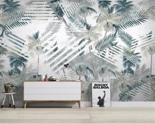 Beibehang Custom large 3d wallpaper mural Tropical plant coconut tree geometric line tv background wall painting 3d wallpaper 2024 - buy cheap