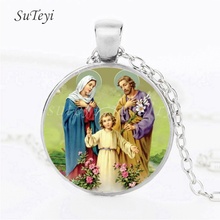 SUTEYI New Style Blessed Virgin Mary Mother of Baby Necklace Jesus Christian pendant Catholic Religious Glass Jesus Necklace 2024 - buy cheap