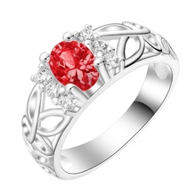 Anel prateado delicado com zircônia vermelha, anel moderno para homens e mulheres, fpehwrmo ttnsukoa 2024 - compre barato