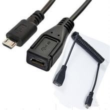 Micro USB 5-контактный переходник со штекера на гнездо Micro USB B со штекером на гнездо M/F зарядный спиральный кабель 1 м/100 см 2024 - купить недорого