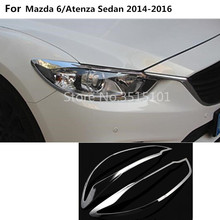 Car Body Cover Styling Detector ABS Chrome Front Light Lamp Trim Frame 2pcs For Mazda 6/Atenza Sedan 2014 2015 2016 2017 2018 2024 - buy cheap